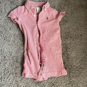 Ralph Lauren red and white striped onesie